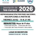 Abren inscripciones para los cursos 2026 en el Centro de Formación Laboral 402