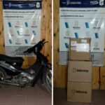 Río Tala: dos hombres escaparon de la Policía y abandonaron una moto junto a cajas de medicamentos.